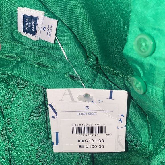 🆕 Janie and Jack Emerald Lace dress, size 5 girls - Picture 10 of 12